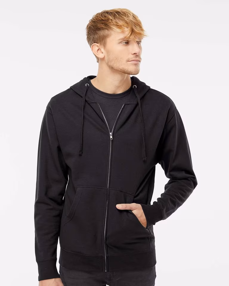 Unisex Midweight Full-Zip Hooded Sweatshirt — Black