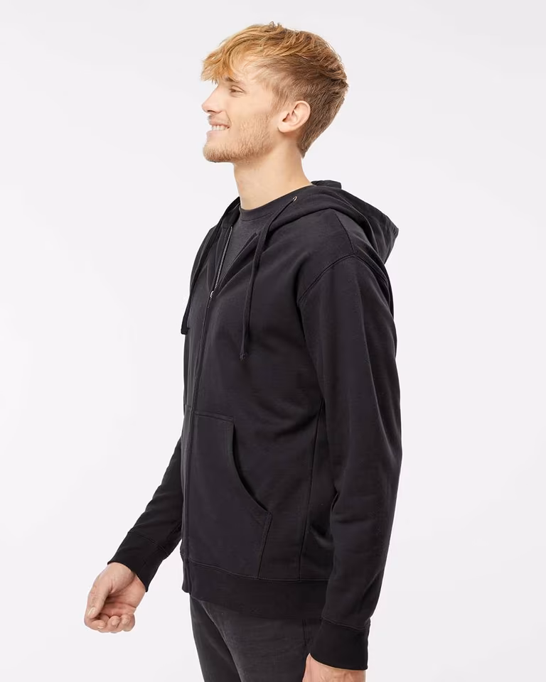 Unisex Midweight Full-Zip Hooded Sweatshirt — Black