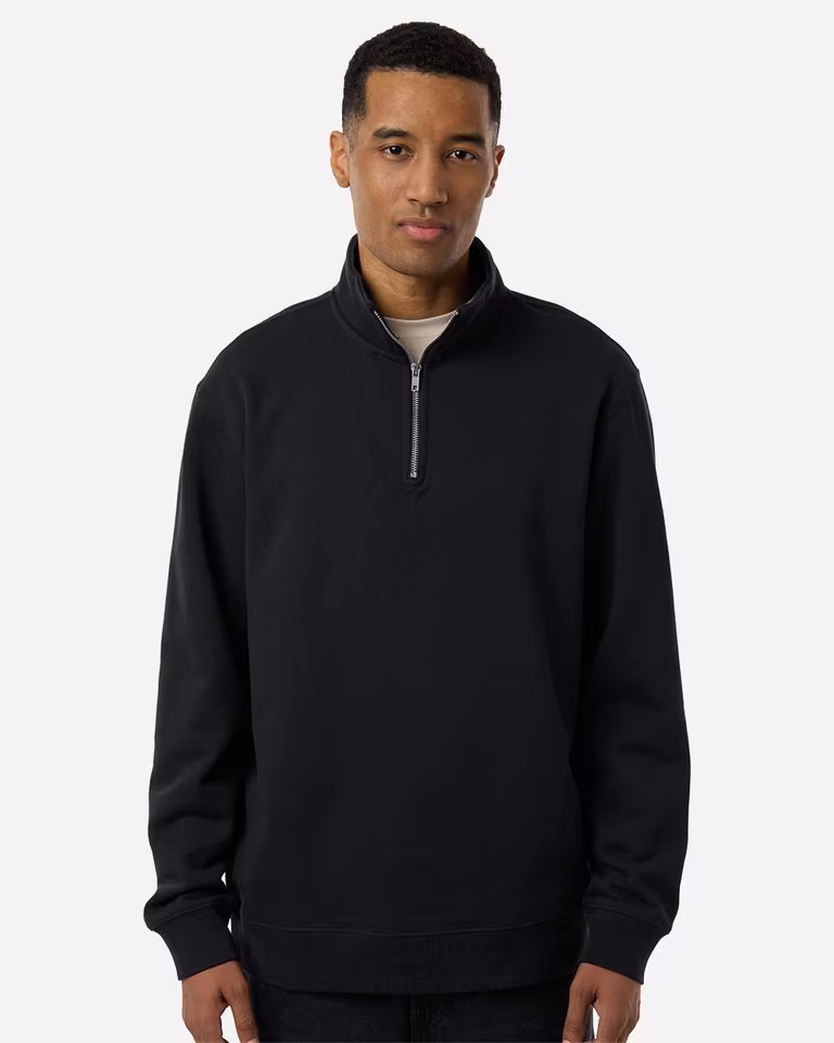 Unisex Midweight Quarter-Zip Pullover — Black