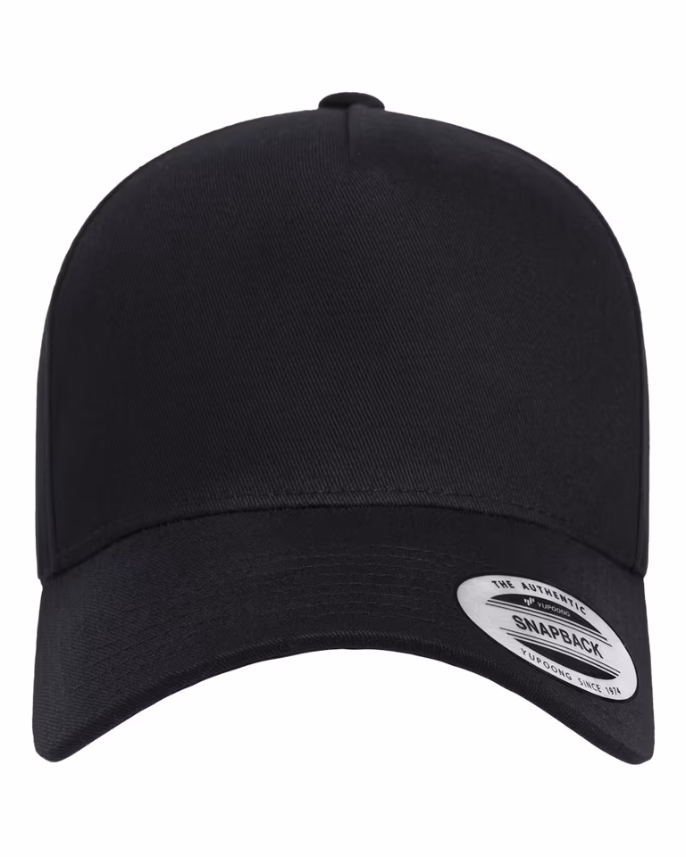 Retro Cotton Blend Trucker Snapback Cap in Black — front