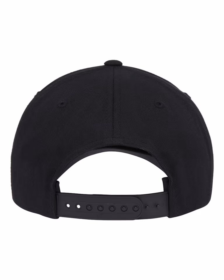 Retro Cotton Blend Trucker Snapback Cap in Black — back