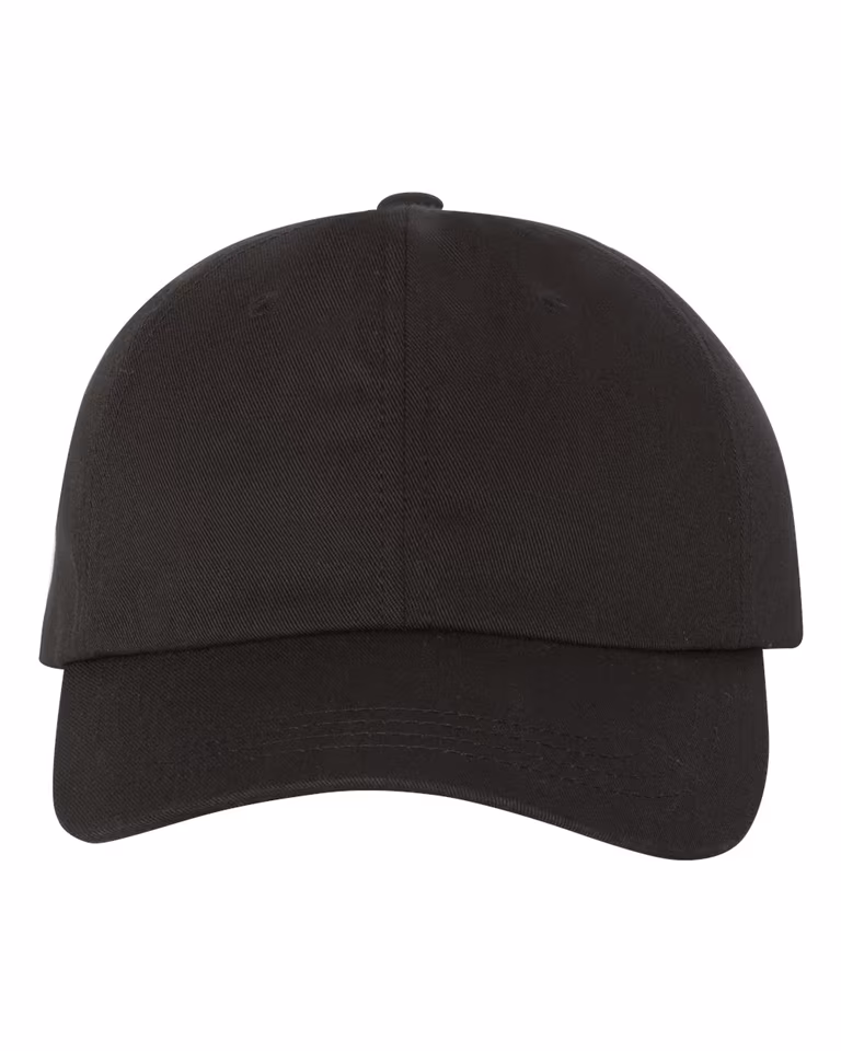 Unisex Low-Profile Cotton Twill Dad Cap in Black — front