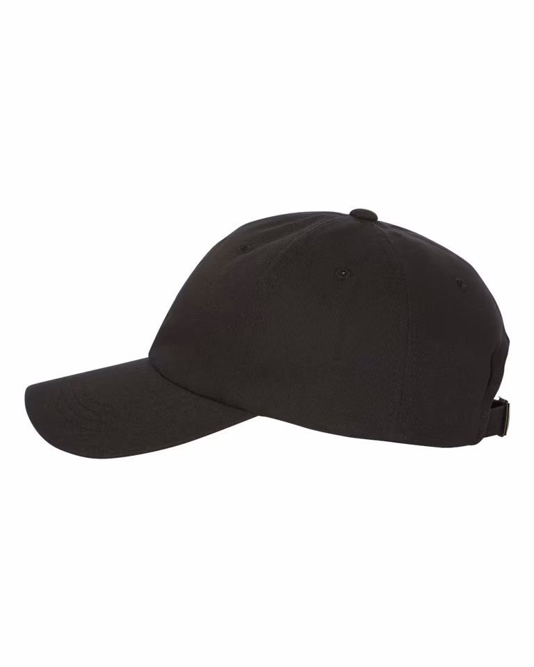Unisex Low-Profile Cotton Twill Dad Cap in Black — directside