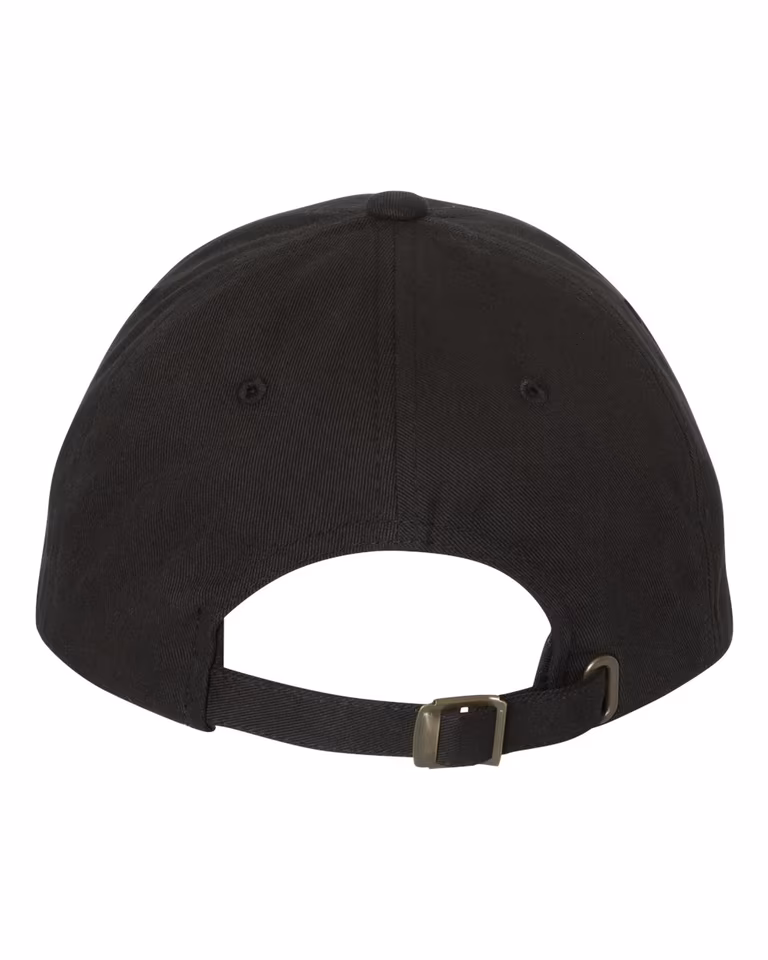 Unisex Peached Cotton Twill Dad Cap in Black — back