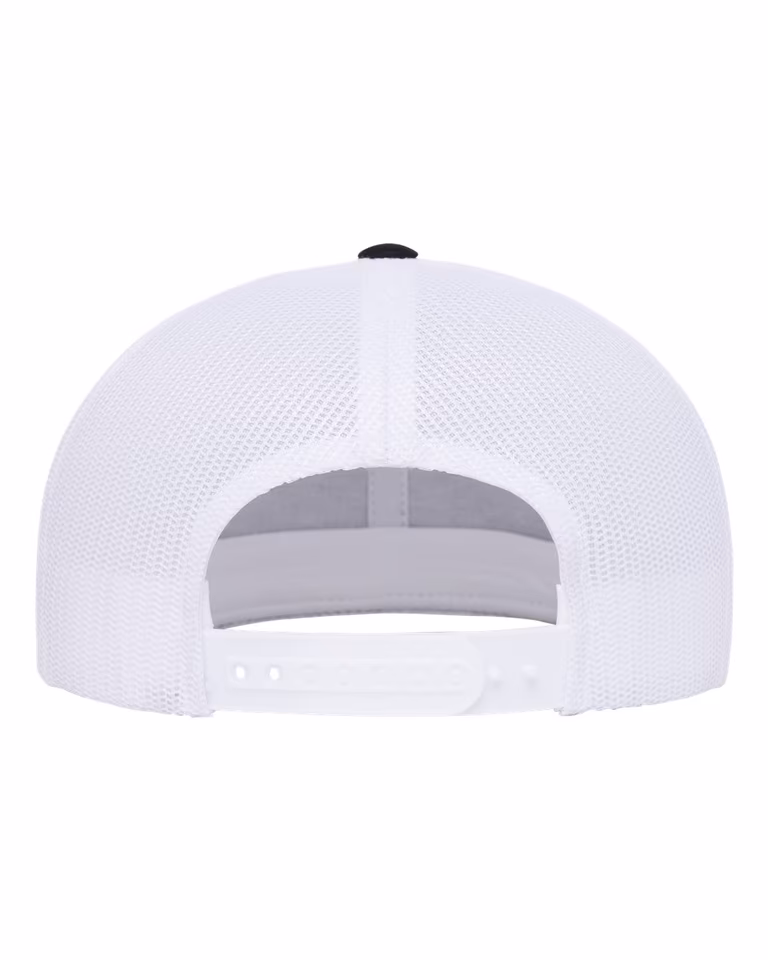 Retro High Profile Trucker Cap in Black / White — back