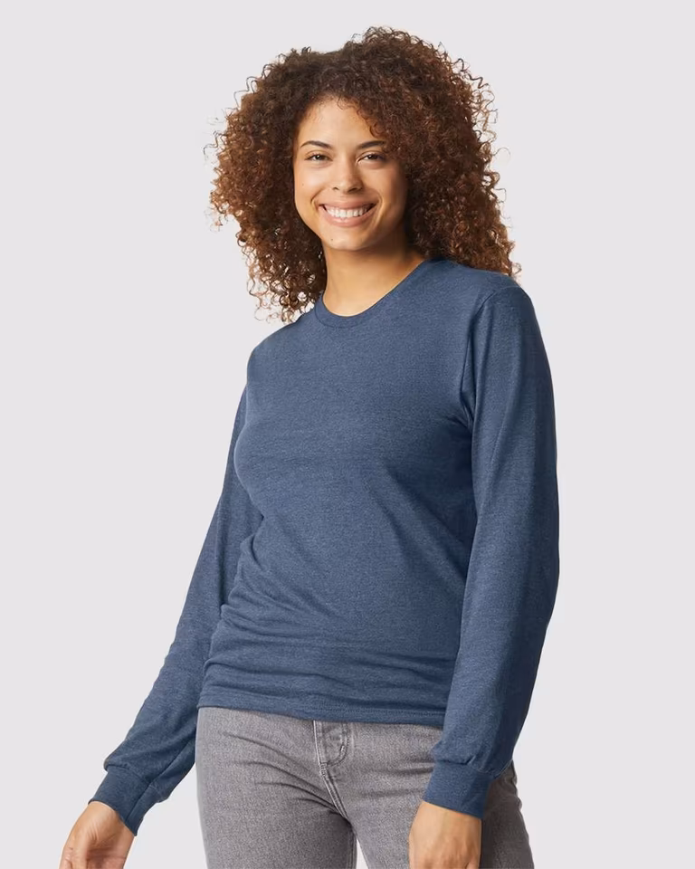 Unisex Softstyle® CVC Long Sleeve T-Shirt — Navy Mist