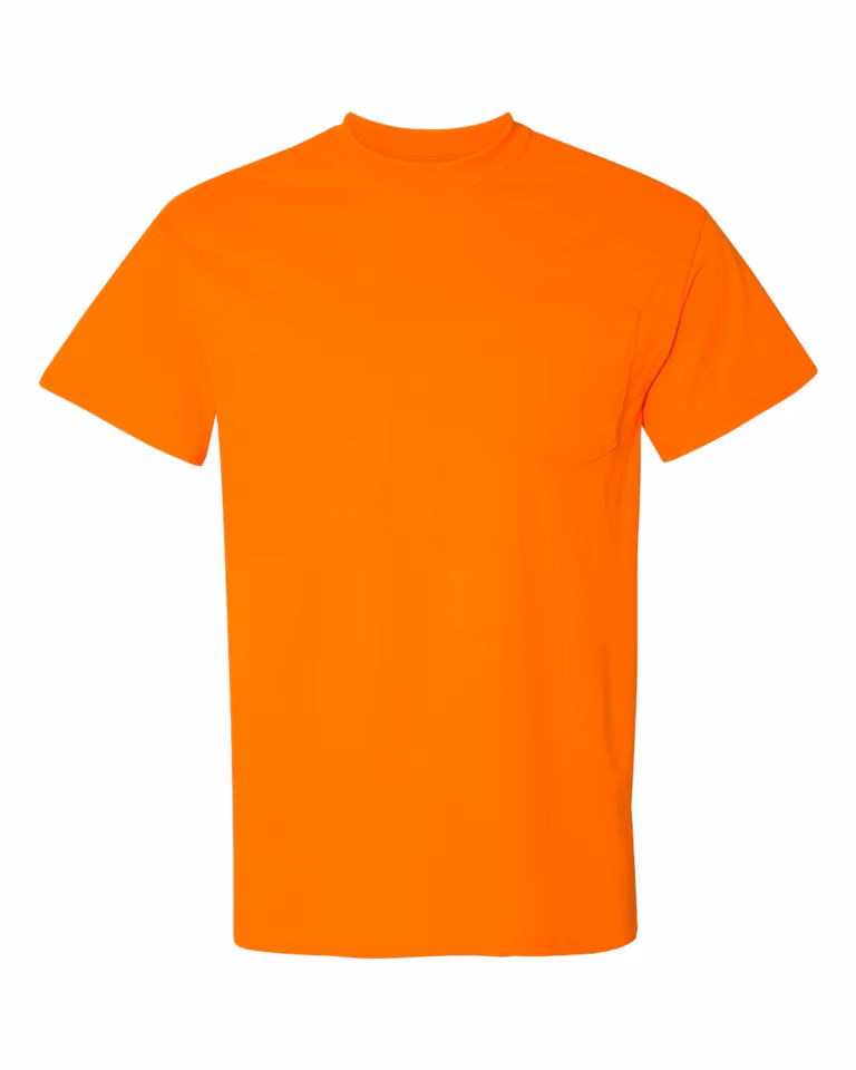 Unisex DryBlend® Pocket T-Shirt — Safety Orange