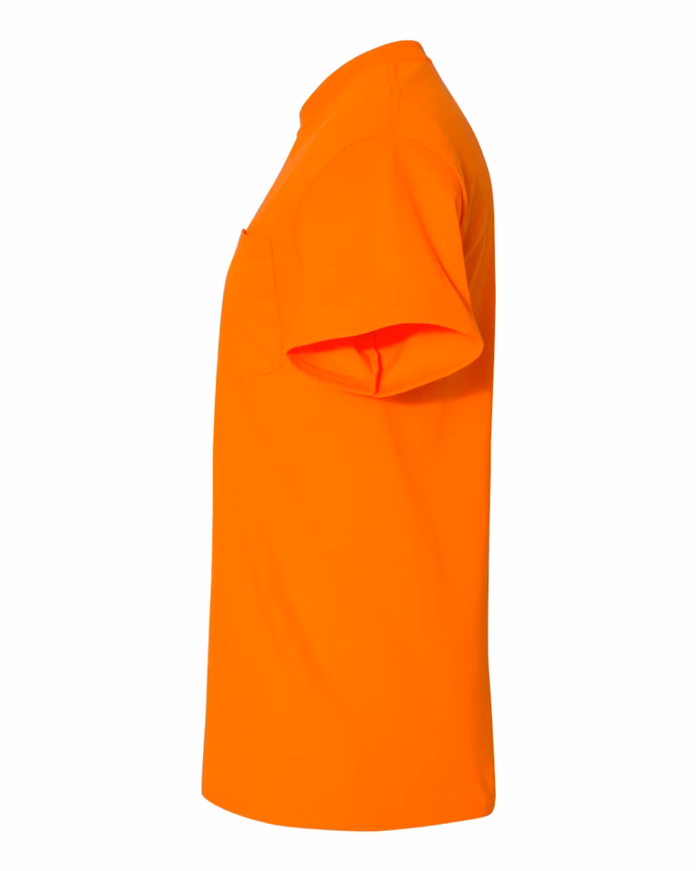 Unisex DryBlend® Pocket T-Shirt — Safety Orange