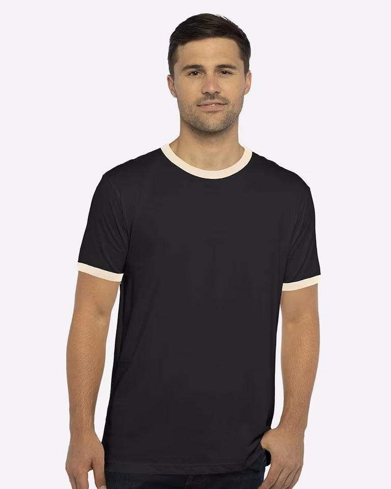 Unisex Cotton Ringer T-Shirt — Black / Natural