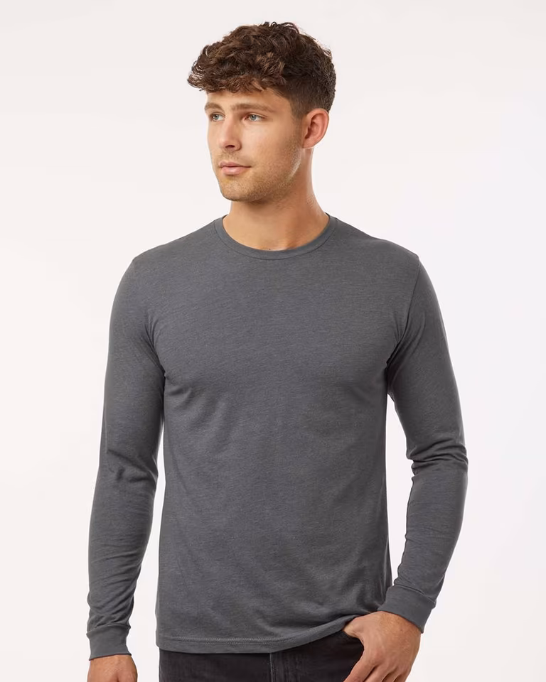 Unisex CVC Long Sleeve T-Shirt — Heather Heavy Metal