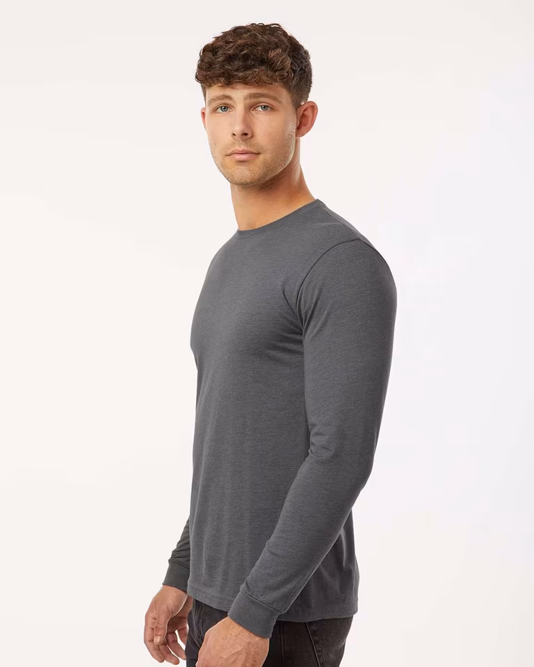 Unisex CVC Long Sleeve T-Shirt — Heather Heavy Metal