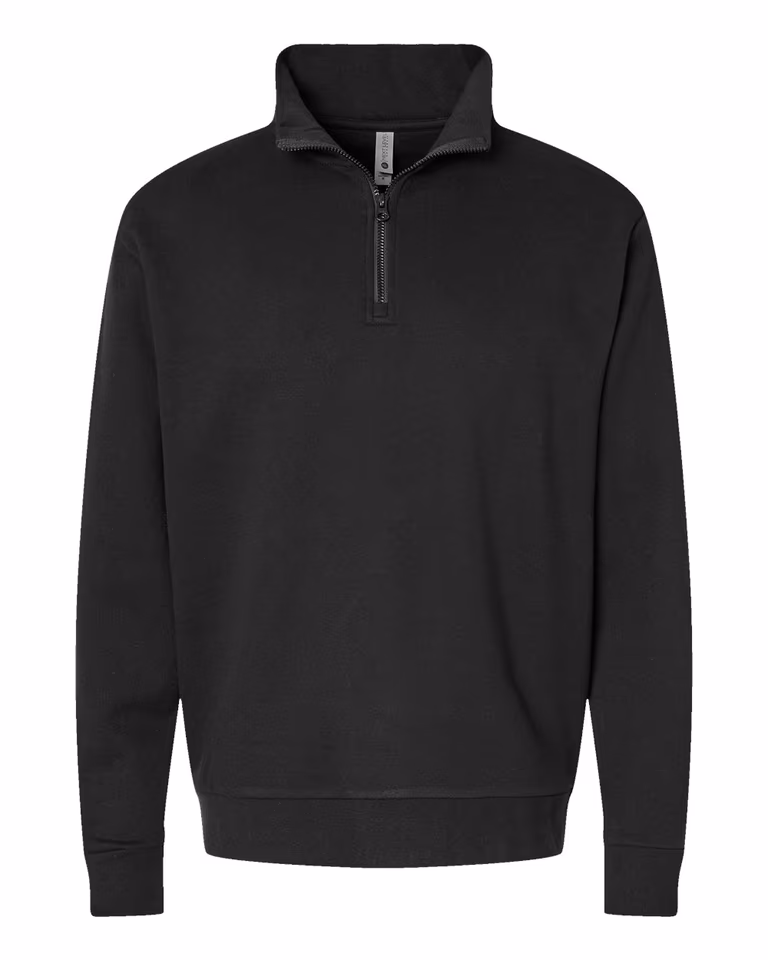 Unisex Fleece Quarter-Zip Pullover — Black