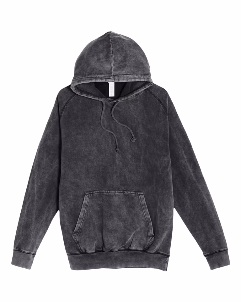 Unisex Vintage Raglan Hoodie Sweatshirt — Vintage Black