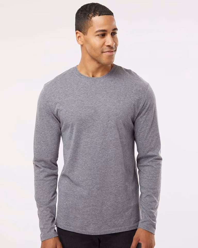 Unisex Fine Jersey Long Sleeve Tee — Granite Heather