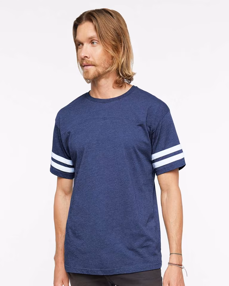 Unisex Football Fine Jersey Tee — Vintage True Navy/ Blended White
