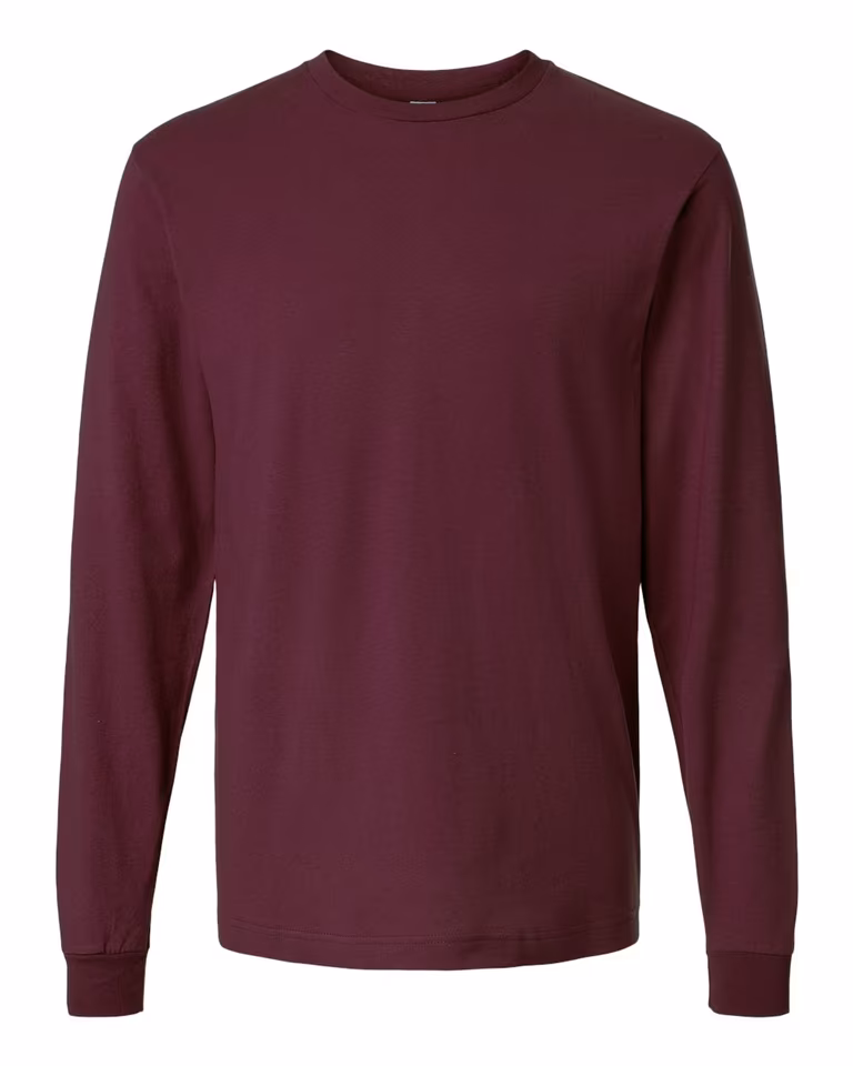 Unisex Fine Jersey Long Sleeve T-Shirt — Burgundy