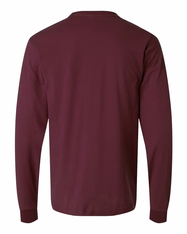 Unisex Fine Jersey Long Sleeve T-Shirt — Burgundy