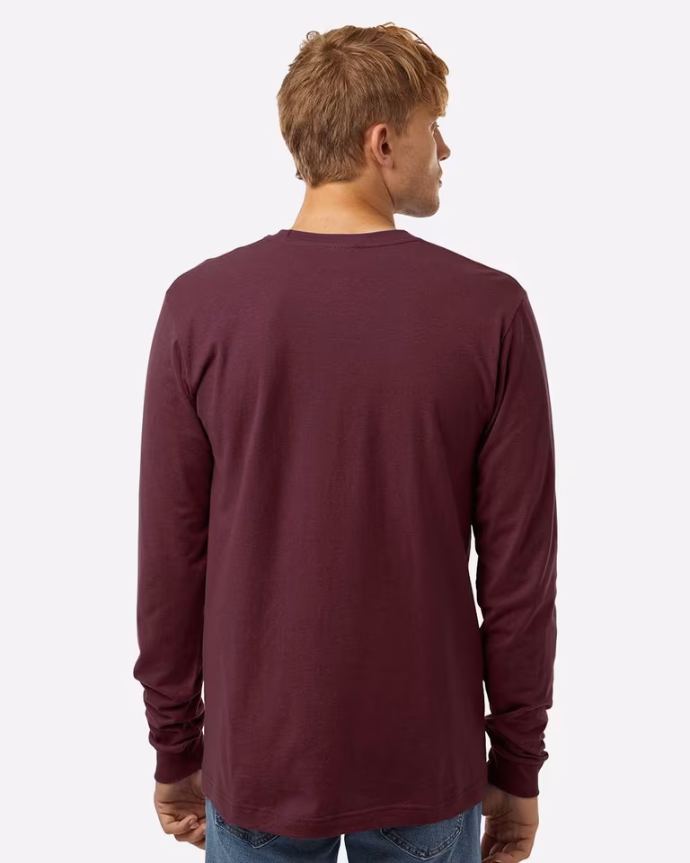 Unisex Fine Jersey Long Sleeve T-Shirt — Burgundy