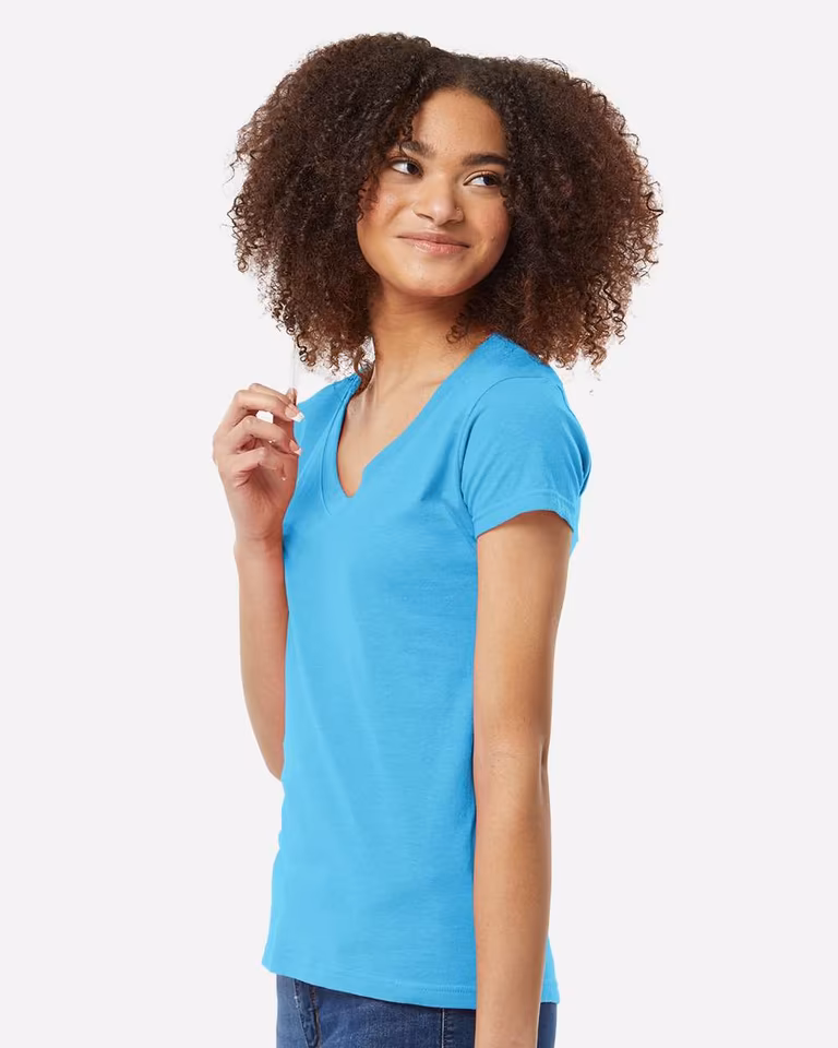 Women's Fine Jersey V-Neck T-Shirt — Aqua
