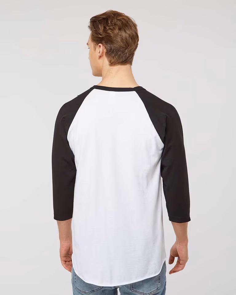 Unisex Fine Jersey Raglan T-Shirt — White / Black