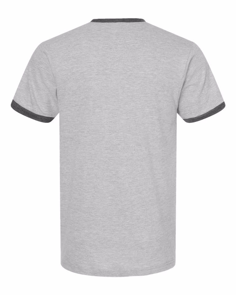 Unisex Fine Jersey Ringer T-Shirt — Heather Grey/ Heather Charcoal