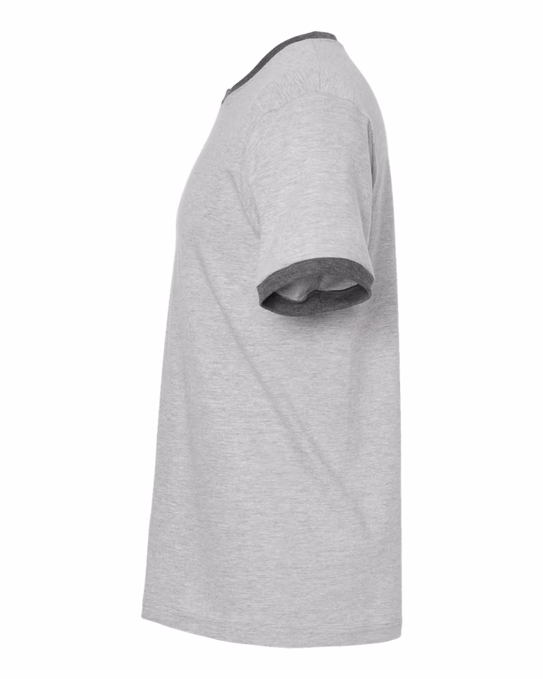 Unisex Fine Jersey Ringer T-Shirt — Heather Grey/ Heather Charcoal