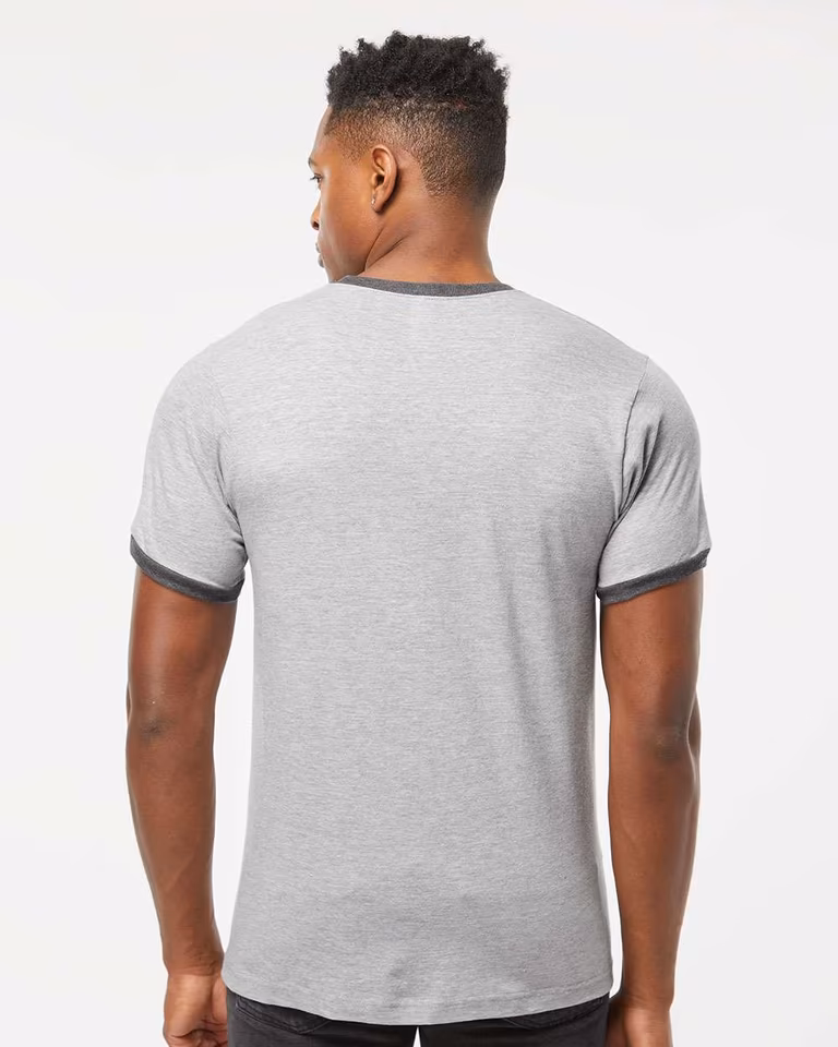 Unisex Fine Jersey Ringer T-Shirt — Heather Grey/ Heather Charcoal