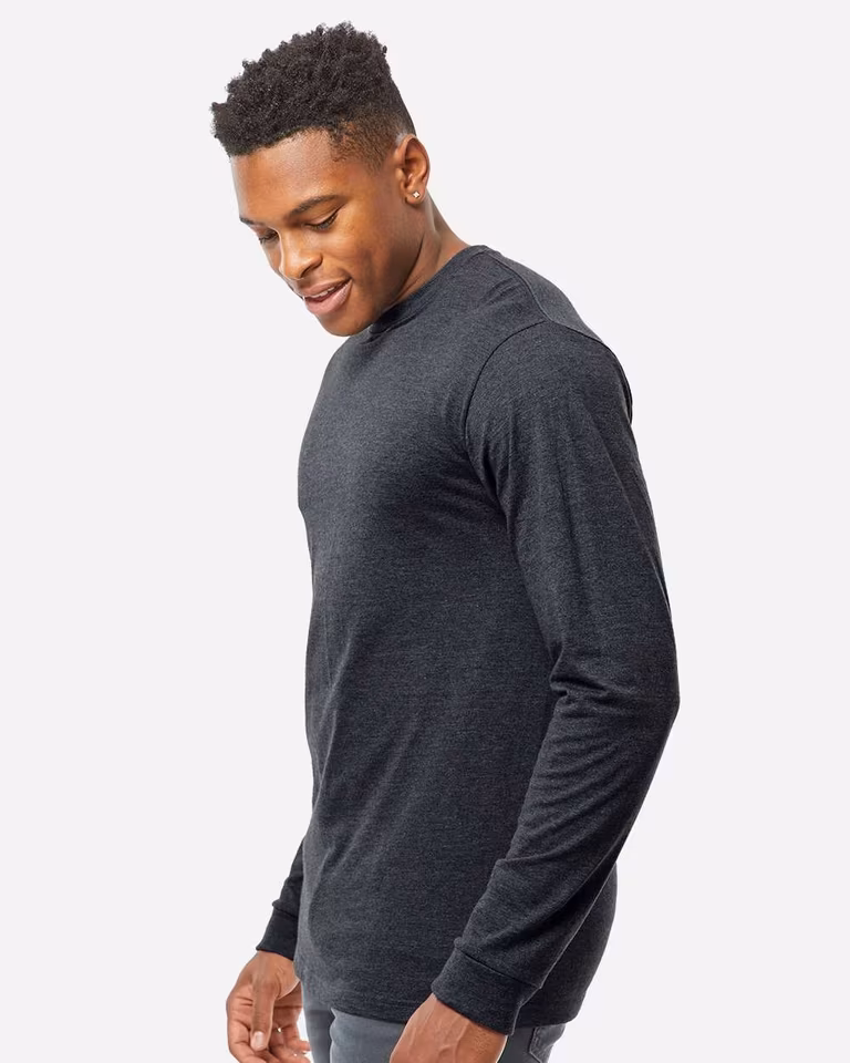 Unisex Heavyweight Jersey Long Sleeve T-Shirt — Heather Graphite