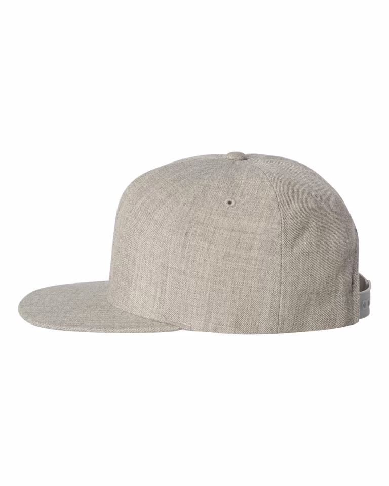 Premium Five-Panel Snapback Cap — Heather Grey