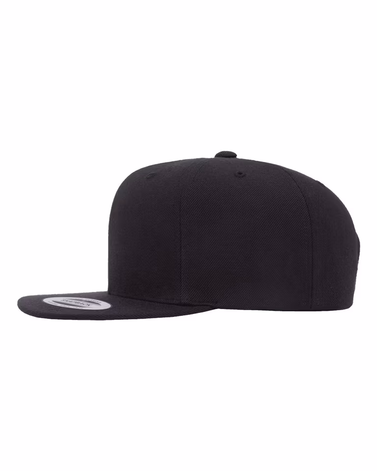 Premium Flat Bill Snapback Cap — Black