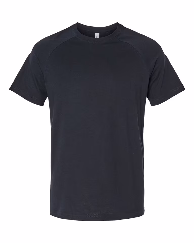 Men's Heather CVC Raglan T-Shirt in Solid Black Blend — front