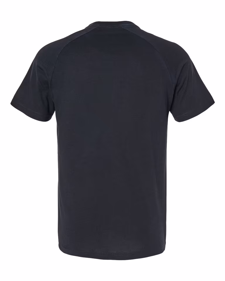 Men's Heather CVC Raglan T-Shirt in Solid Black Blend — back