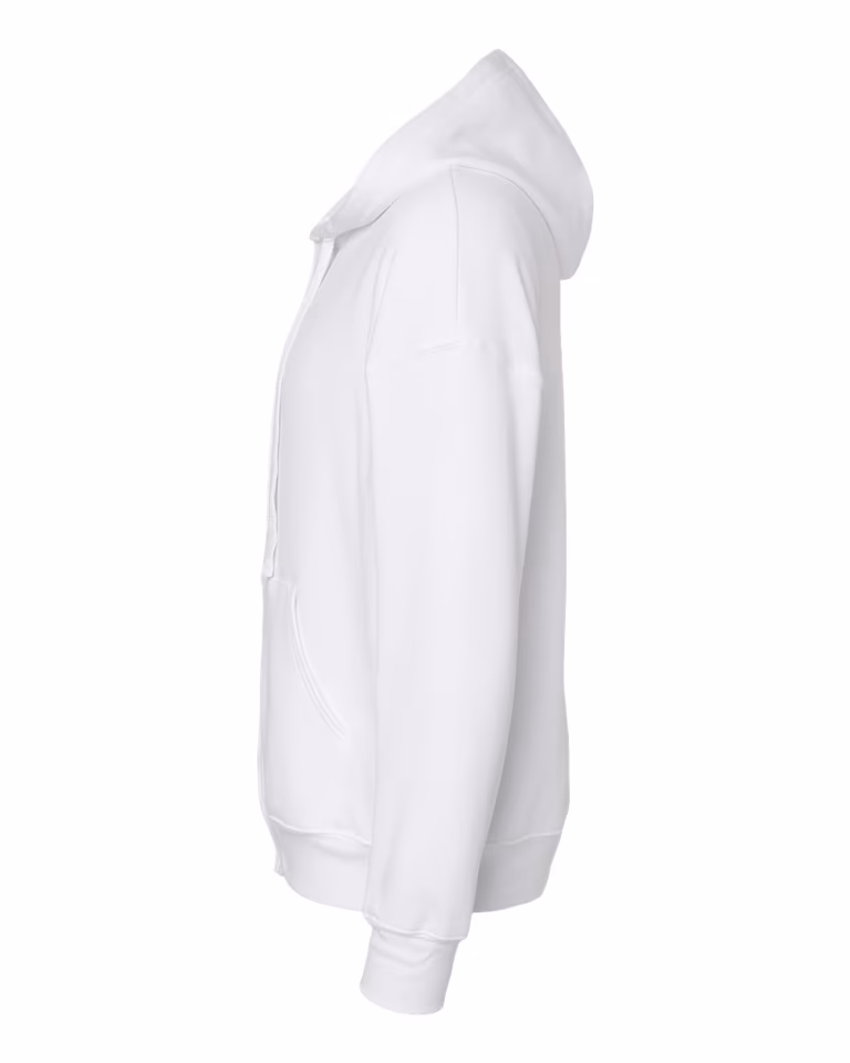 Unisex Sponge Fleece DTM Full-Zip Hoodie Sweatshirt — White