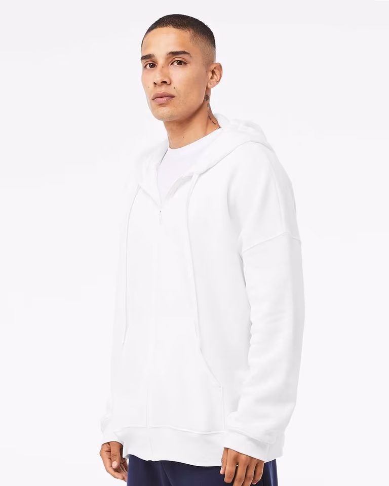 Unisex Sponge Fleece DTM Full-Zip Hoodie Sweatshirt — White