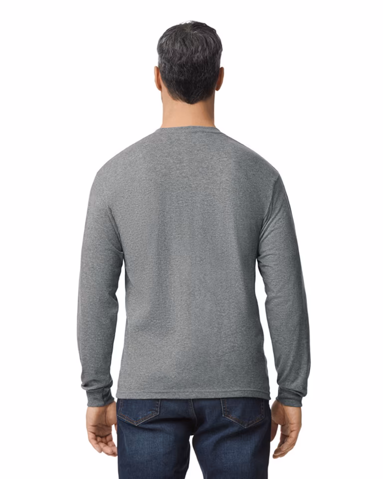 Unisex Hammer™ Long Sleeve T-Shirt — Graphite Heather, worn