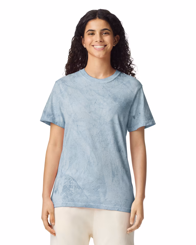Unisex Colorblast™ Heavyweight T-Shirt — Ocean, worn