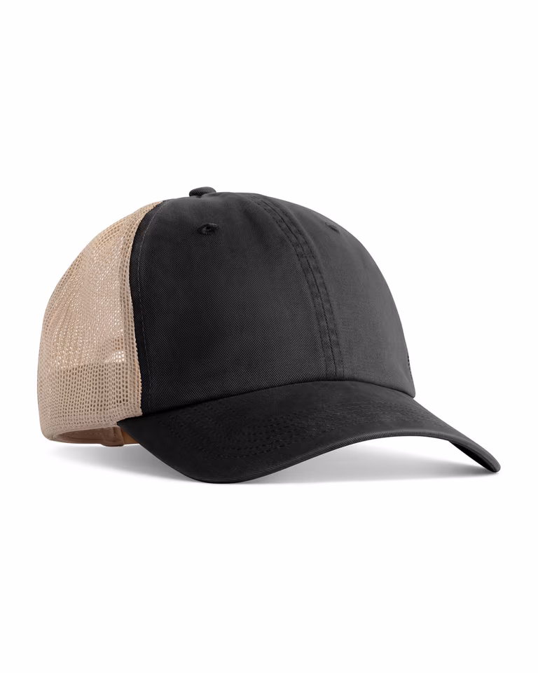 Sunwashed Trucker Cap — Black, side view