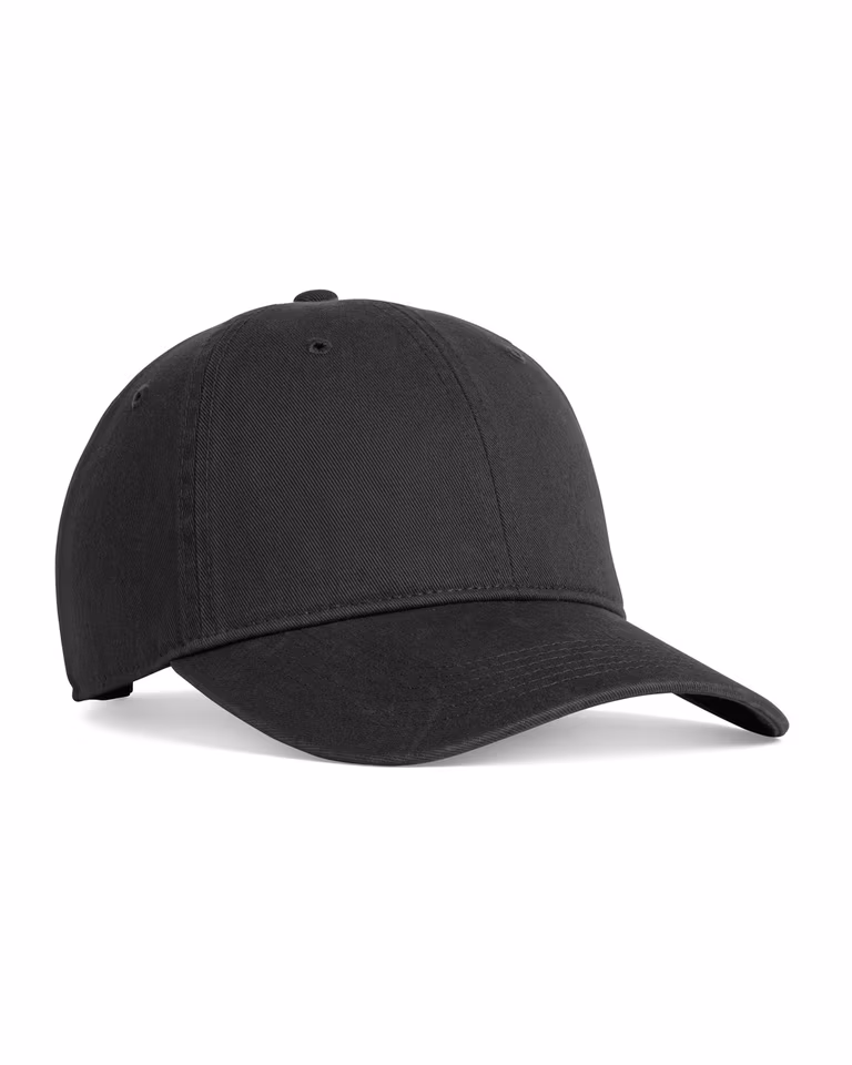 Coastal Washed Cap — Black, side view