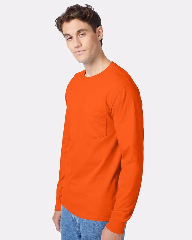 Unisex Authentic Long Sleeve Pocket T-Shirt — Orange