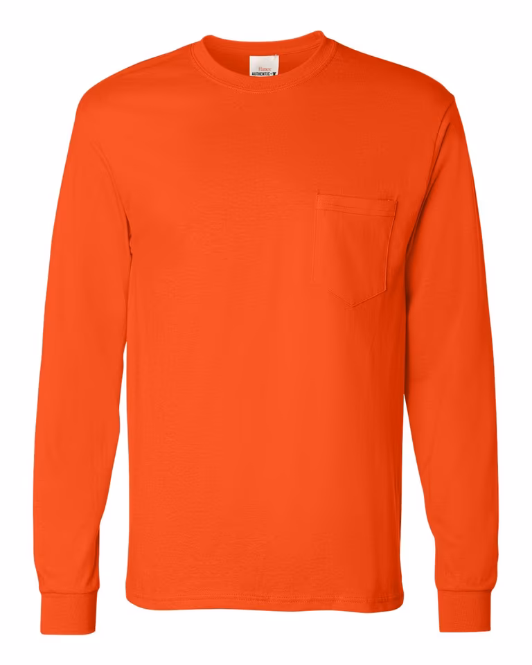 Unisex Authentic Long Sleeve Pocket T-Shirt — Orange