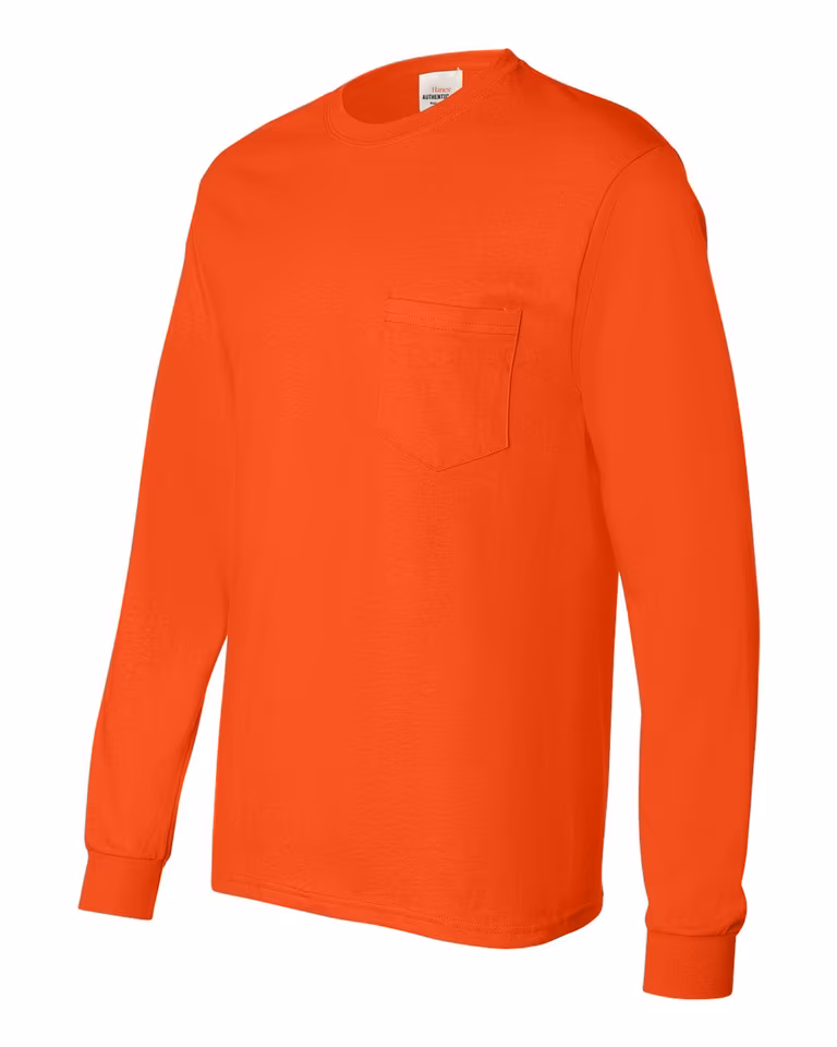 Unisex Authentic Long Sleeve Pocket T-Shirt — Orange