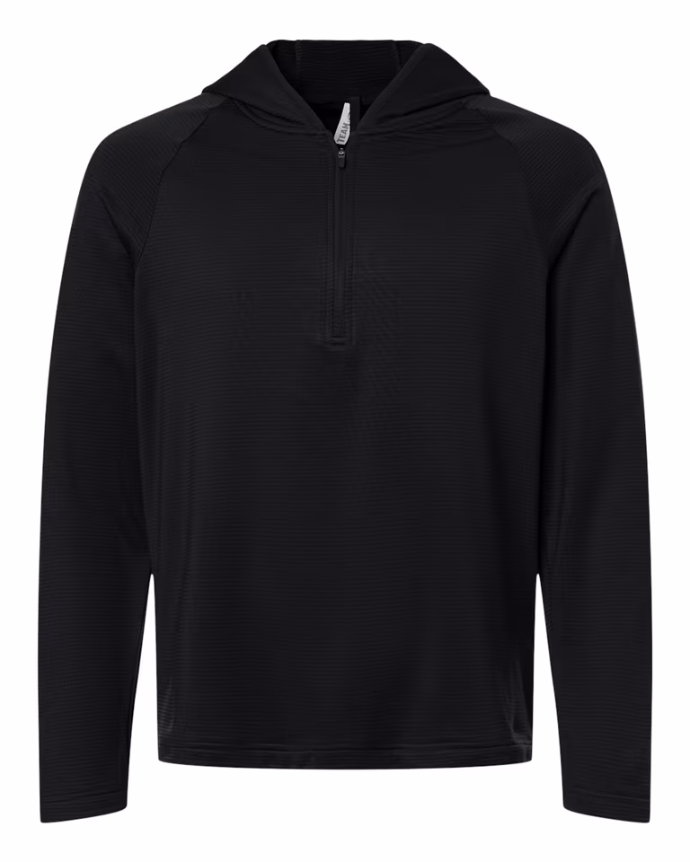 Men's Qualify Quarter-Zip Hooded Pullover — Black