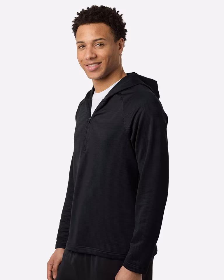 Men's Qualify Quarter-Zip Hooded Pullover — Black