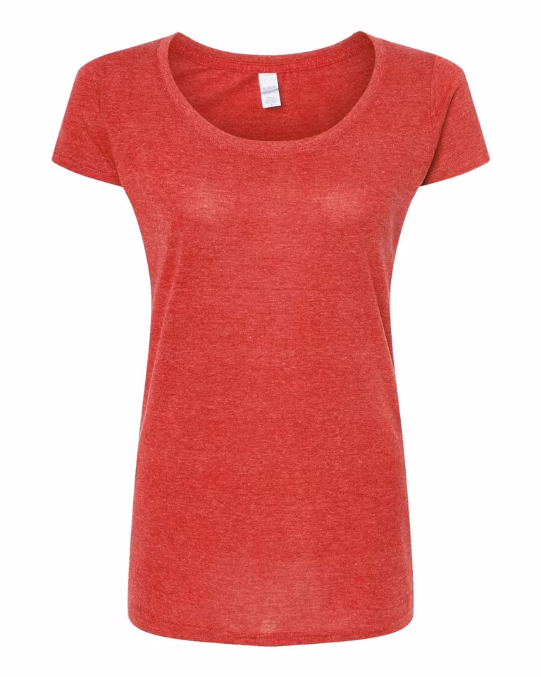 Women's Poly-Rich Scoop Neck T-Shirt — Heather Red