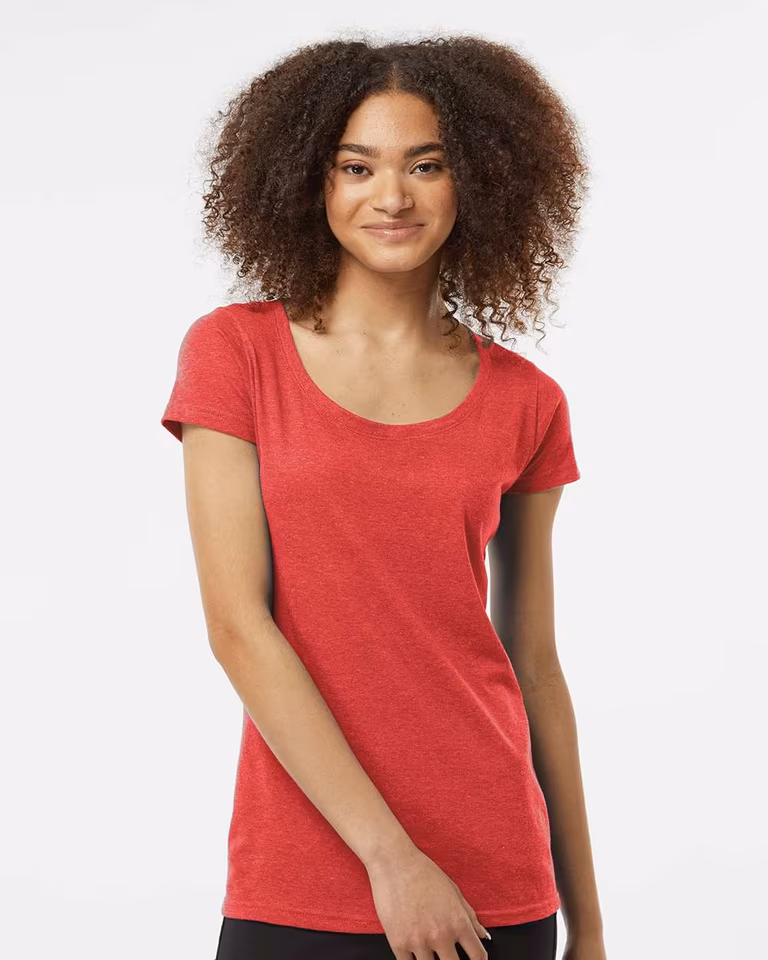 Women's Poly-Rich Scoop Neck T-Shirt — Heather Red
