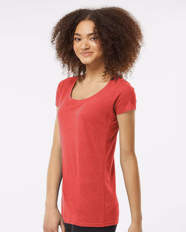 Women's Poly-Rich Scoop Neck T-Shirt — Heather Red