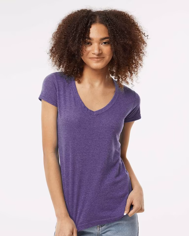 Women's Poly-Rich V-Neck T-Shirt — Heather Purple