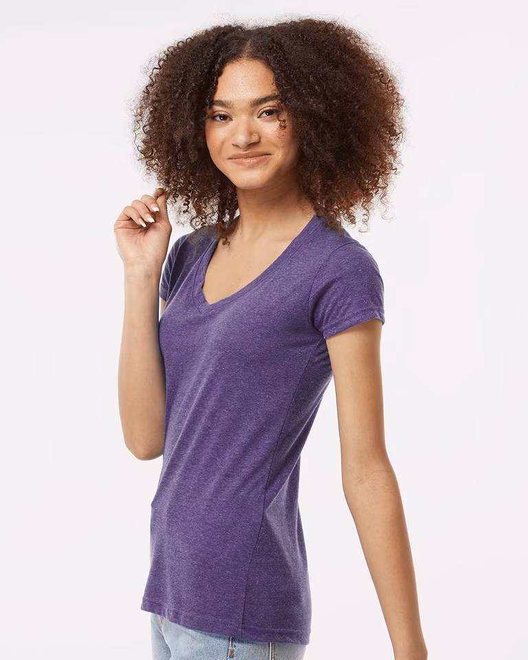 Women's Poly-Rich V-Neck T-Shirt — Heather Purple