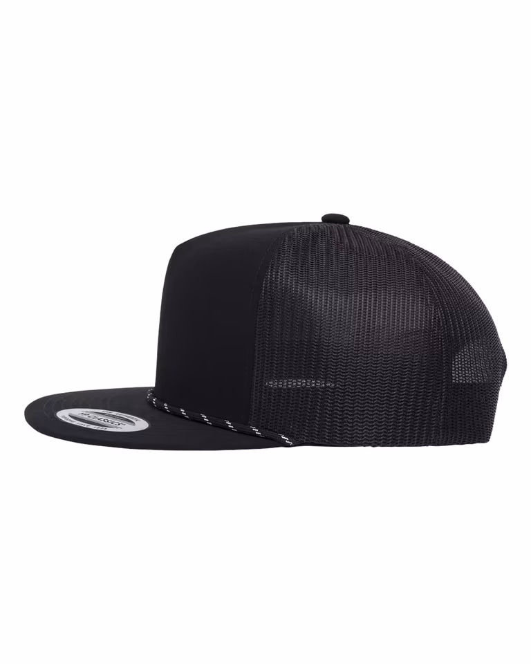 Classic Five-Panel Trucker Rope Cap — Black