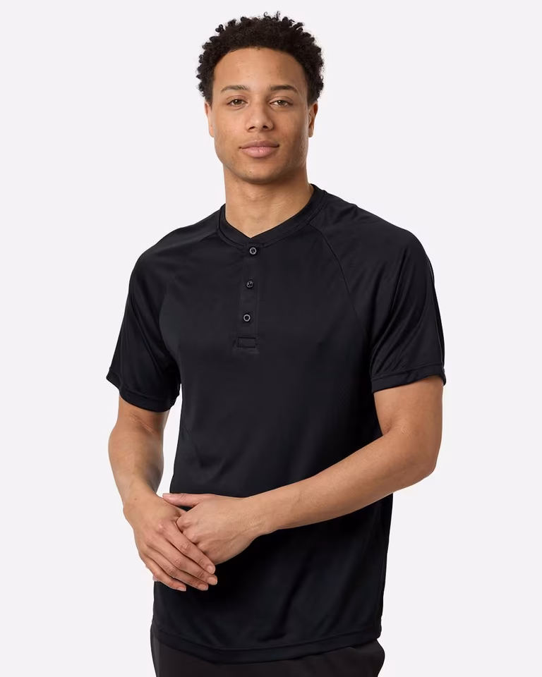 Men's Zone Performance Henley — Black